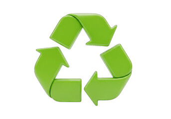 Obraz premium Green Arrows Circular Recycling Symbol on Transparent Background 3D Render