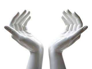 Two white mannequin hands isolated on transparent background