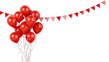 Red balloons and flags
