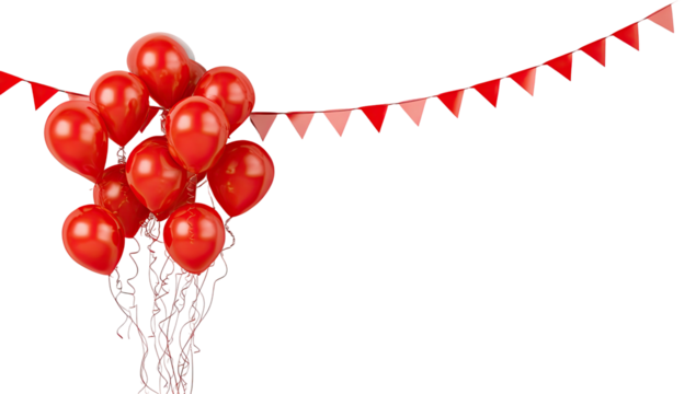 Red balloons and flags