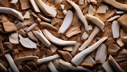 bleached root fragments dispersed in staggered rhythm