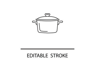 Simple outline of a cooking pot with handles, perfect for recipes and culinary content.