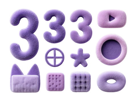 Collection of purple fuzzy shapes