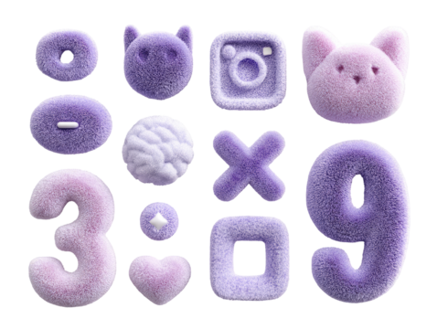 Pastel purple 3D shapes