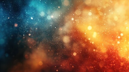 Obraz premium A colorful, abstract background with a mix of warm and cool colors, featuring a blend of orange, blue, and yellow hues.