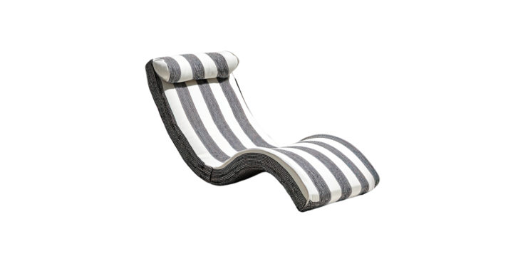 Gray and white striped chaise lounge