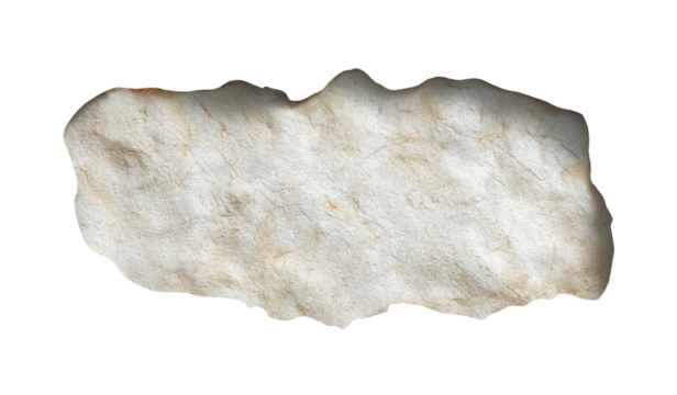 Close-up of a flat, irregular, light beige food item