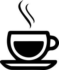 Minimalist Coffee Cup Icons with Steam – Black Line Art Vector Set