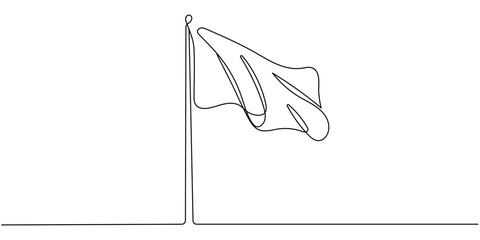 Continuous editable line drawing of flag. One line drawing of flag icon. Flag icon in one line. © Vasyl Yurlov