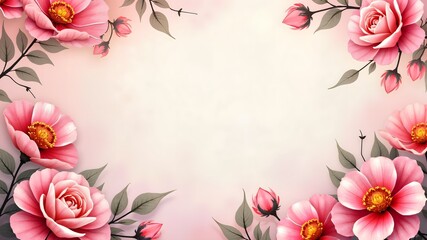 Fototapeta premium pink rose background Mother’s Day Surrealism sale banner design free space in the center 