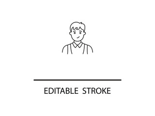 Friendly young man with a cheerful smile, ready for business in a clean, modern style.