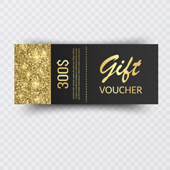 Golden Gift Voucher with Glitter and Bow