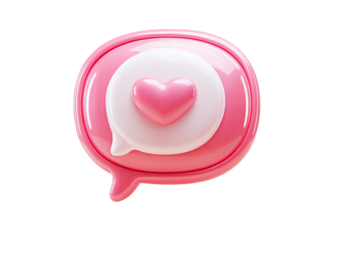 Pink speech bubble with heart
