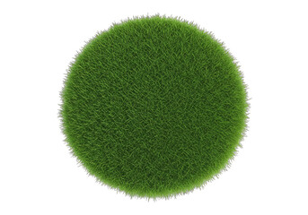 Green Grass Ball Isolated on Transparent Background, Eco Friendly Concept