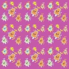seamless pattern with baby ice Doodle 