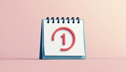 A desktop calendar with the number one and a progress bar on a pastel pink background