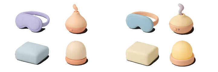 Sleep accessories in soft colors designed for comfort and relaxation displayed on a neutral surface