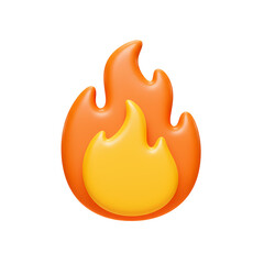 Isolated Flame Icon on Transparent Background Rendered in Cartoon Style