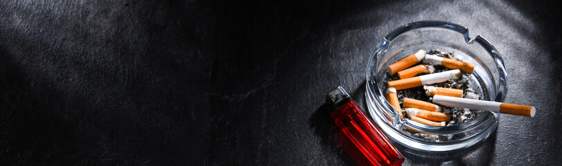 Composition with an ashtray and cigarettes