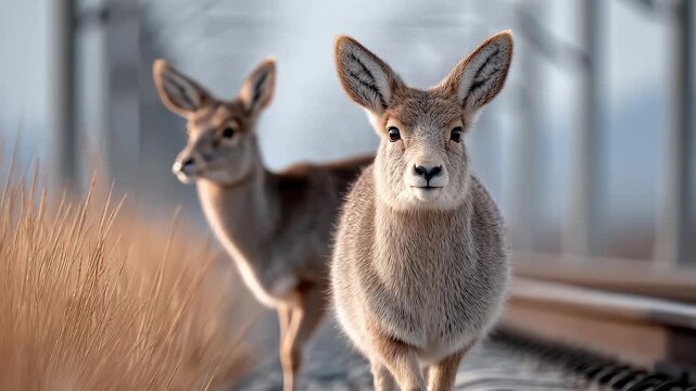 Wild Deer Harmonious Coexistence Natural Beauty