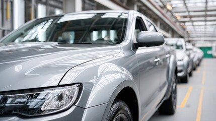Macro close-up of a pickup truck fuel door in silver, repeated in a production line environment --chaos 20 --ar 16:9 --profile 6wvx22l --v 7 Job ID: 7bfa7c11-82e7-4455-bd6a-17adcfc39456