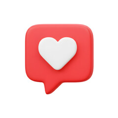 Rendering of Red Speech Bubble with a White Heart Sign
