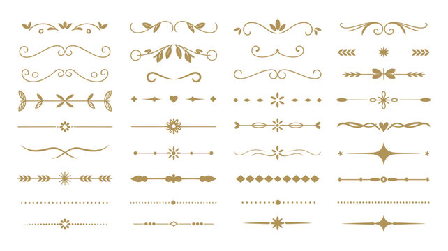 Golden Line Borders on Elegant Black Background – Ornamental Divider Designs for Luxury Invitations, Certificates, and Premium Projects – Decorative Elements to Enhance Sophisticated Aesthetic Appeal