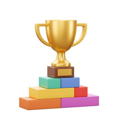 Golden Trophy Topping Colorful Blocks Symbolizing Success and Achievement