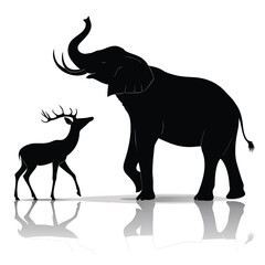 Wild Animal Silhouette Vector Collection for Logo and Decoration Forest and Jungle Animal Silhouette Illustration Isolated on White