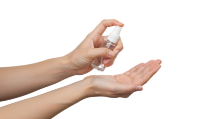 Spraying Sanitizer on Hand for Hygiene and Health Protection