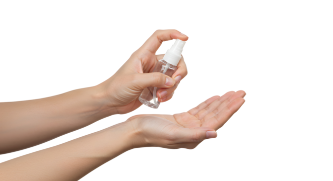 Spraying Sanitizer on Hand for Hygiene and Health Protection - Powered by Adobe