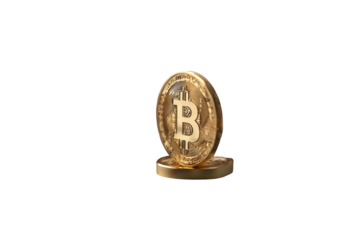 Golden Bitcoin coin stacked