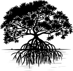 Mangrove Tree Silhouette Vector Illustration