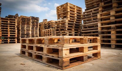 Wooden Pallets Stacked Outdoors