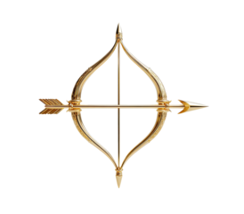 Golden arrow and bow symbol