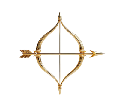 Golden arrow and bow symbol