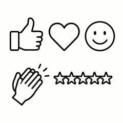 Obraz premium This clean vector illustration presents a collection of positive feedback and social media reaction icons, ideal for digital platforms and user interfaces.
