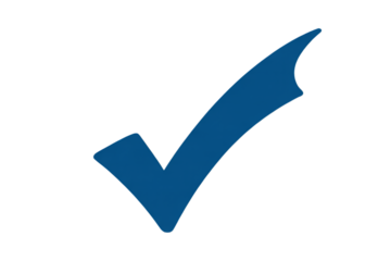 Blue checkmark symbol with glowing outline icon