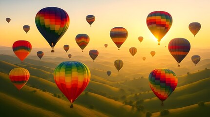 Obraz premium A Colorful Sky of Hot Air Balloons at Sunrise