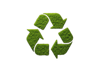 Green Recycle Symbol with Foliage Texture on Transparent Background | 3D Rendering