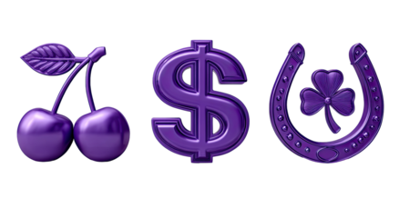 Three purple symbols arranged horizontally