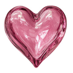 Pink glass heart, glossy surface
