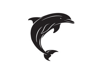 Dolphin Silhouette Vector Illustration in Solid Black for Stock Image  