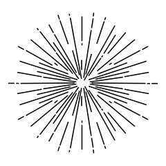 Obraz premium Monochromatic burst graphic radiating lines emanating from central point isolated on white background