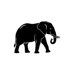 African Elephant Silhouette: Walking Mammal Vector Illustration