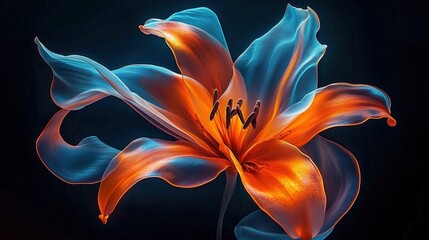 Luminous Orange and Blue Lily Flower