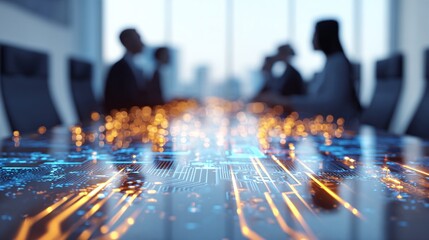 Business Conference with Tech Overlay Data-Driven Collaboration and Strategic Insights