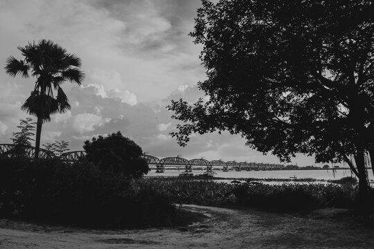 The Padma River, Hardinge Bridge,are visible from within the rural natural environment.
