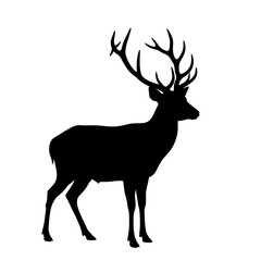 Obraz premium Majestic Stag Silhouette: Elegant Black and White Deer Illustration