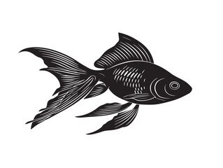 Fish Silhouette Vector Illustration in Solid Black Stock Image  